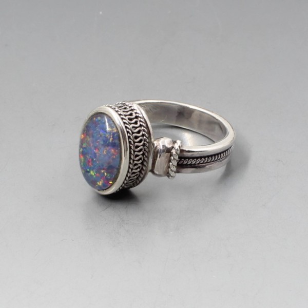 Sterling silver fire new arrivals opal ring